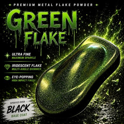 LiME LiNE Sprayable Metal Flake Paint Additive: Solvent Resistant Glitter for Automotive Custom Painting (Green) - color: Green