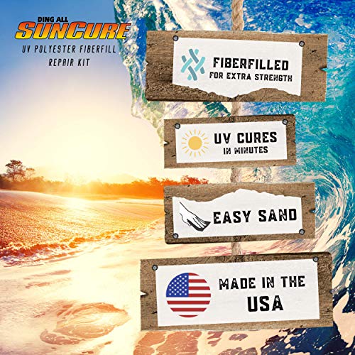Ding All Sun Cure Surfboard Repair Kit, 1 oz Fiberfilled UV Polyester Resin