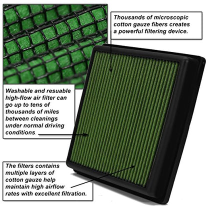 DNA Motoring AFPN-005-GN Washable Drop In Panel Air Filter Enhance Engine Performance [Compatible with 6-11 A3 Turbo / 08-09 TT / 06-08 GTI Jetta Passat / 12-13 Golf / 07-09 EOS 2.0 Turbo] - style: 06-11 A3 Green