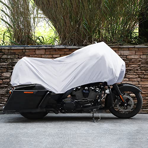 X AUTOHAUX Motorcycle Cover Lightweight Half Cover Outdoor Waterproof Rain Dust Protector Silver Tone XL Size for Most Full Dress Touring Cruiser - color: Silver Tone, size: XL