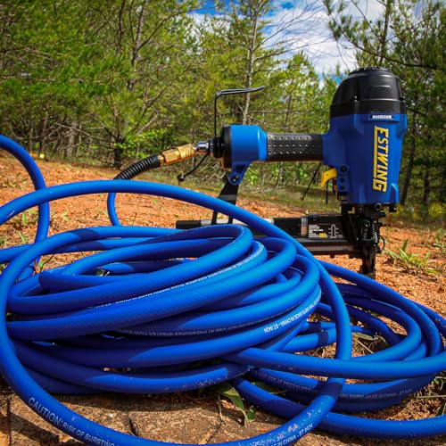 Estwing E38100PVCR 3/8" x 100' PVC / Rubber Hybrid Air Hose with 1/4" Brass Fittings, 3/8 x 100 - size: 3/8” x 100’