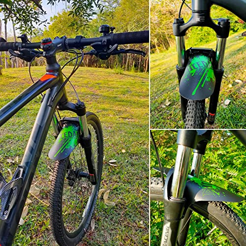 Mountain Bike Fenders, Fits 20-29 Inch MTB, 2-Piece Set - color: A-Green