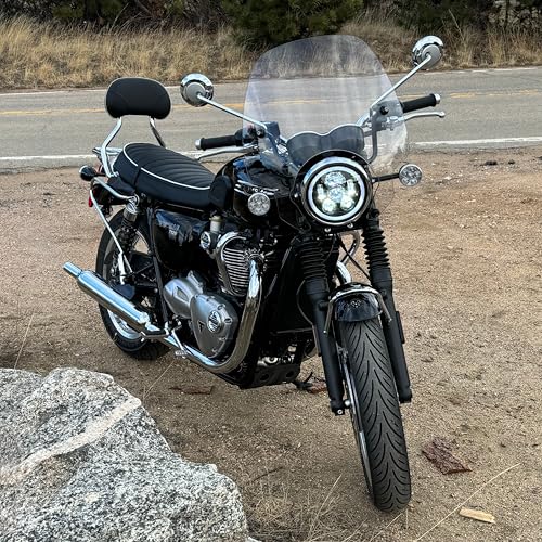 Eagle Lights 7 Inch Generation III Black LED Headlight Kit with Halo Ring DRL for Triumph T100 and T120 Models (Black Ring) - color: Black Ring
