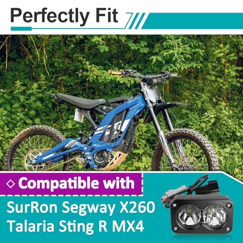 2 Sets LED Headlight Kit Compatible with SurRon Segway X260 Talaria Sting R MX4, Dirt Bike Light Bar Motorcycle Headlight Kit with Mount Bracket Switch Adapter Cable, Yellow Light - size: 2