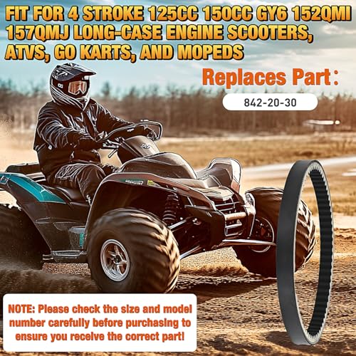 Nilight 842-20-30 CVT Drive Belt for 4-Stroke GY6 125cc 150cc 152QMI 157QMJ - size: For GY6 125cc 150cc Long-Case Engine