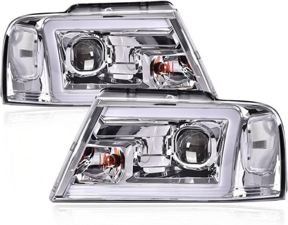 G-PLUS LED DRL Headlights Compatible with 2004-2008 Ford F150 - size: Fit Ford F150 2004-2008(Chrome)