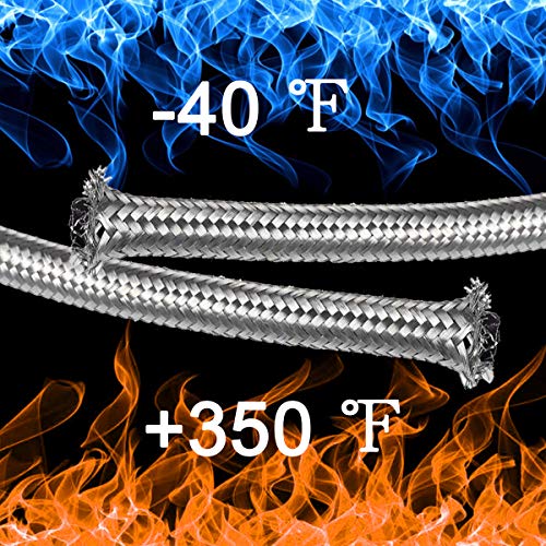 Universal 20Ft 6AN AN6 3/8" Braided Stainless Steel Fuel Line Hose,Silver - color: Silver