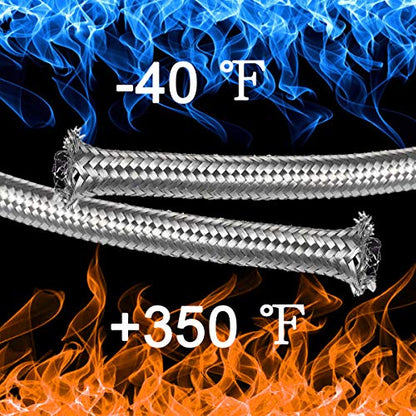 Universal 20Ft 6AN AN6 3/8" Braided Stainless Steel Fuel Line Hose,Silver - color: Silver