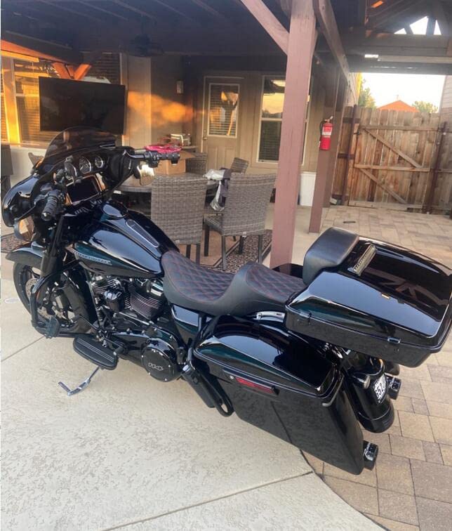 TCT-MOTORPARTS Chopped Tour Luggage Trunk Backrest Mount Bracket Rack Fit for 2014-2025 Harley Road Glide Street Glide Special Ultra Limited Road King Electra Glide - color: Vivid Black Chopped Trunk+Black Rack
