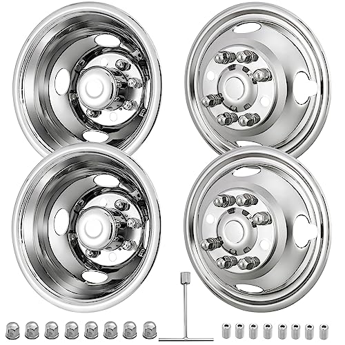 CIRONBOW 16" 8 Lug Wheel Simulators,Stainless Steel,with Bolt Kit Fit for Pick-up Trucks Vans RV Hub Caps Rim Skin Chrome Cover Parts ;E350/E450 1992-2016/2018-2021(2017 not Fit) - size: 16" 8 Lug for E350/E450 1992-2016/2018-2021