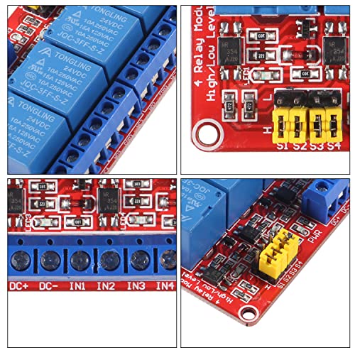 2pcs Relay Module 24V Relay Board Shield 4 Channel with Optocoupler Isolation Suport High/Low Level Trigger - color: 24V