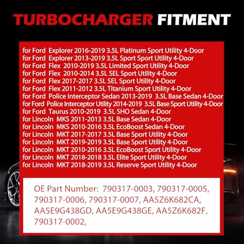 Left Side Turbo Turbocharger Kit Fit for F-ord Explorer 2013-2019, Taurus & Flex 2010-2019, Police Interceptor 13-19, for Lin-coln MKT MKS 10-19, 3.5L, Turbo charger W/Gasket Replace for 790317-0006 - size: 1PCS Left Turbo For Flex Taurus Lincoln 10-19