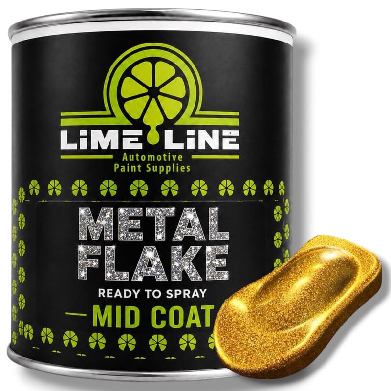 LiME LiNE Automotive Metal Flake Midcoat - No Reducer Needed (Gold, 1 Gallon) - color: Gold, size: 128 Fl Oz (Pack of 1)