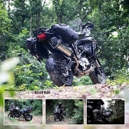 Rhinowalk Motorcycle Saddlebags 28L(14L*2) Waterproof Motorbike Side Bags, Travel Luggage Panniers with Shoulder Strap for Adventure & Sport Motorcycle Racks, 1 Pair - size: 28L Black