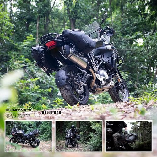 Rhinowalk Motorcycle Saddlebags 48L(24L*2) Waterproof Motorbike Side Bags, Travel Luggage Panniers with Shoulder Strap for Adventure & Sport Motorcycle Racks, 1 Pair - size: 48L Black