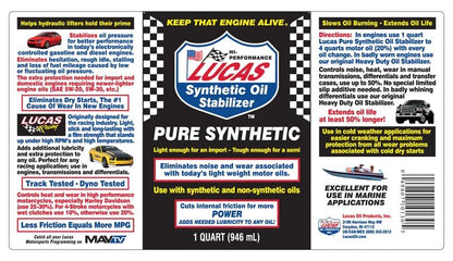 Lucas Oil 10130 Pure Synthetic Oil Stabilizer - 1 Quart (Pack of 12) - size: 1 Quart, style: 12 Pack