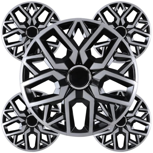 Winjet 14 Inch Universal Hubcaps Set of 4,Steel Wheel Rims Cover PP Material Universal Wheel Cover Replacement R14,Auto Tire Replacement Exterior Cap (14 Inch,Black Lacquer & Silver Lacquer) - color: Black Lacquer & Silver Lacquer(5181-DP-14), size: 14 in