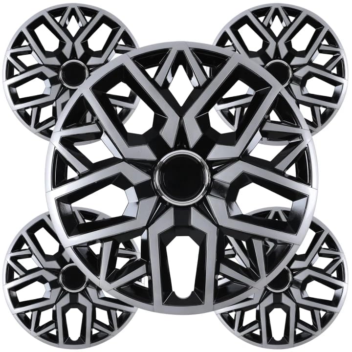 Winjet 15 Inch Universal Hubcaps Set of 4,Steel Wheel Rims Cover PP Material Universal Wheel Cover Replacement R15,Auto Tire Replacement Exterior Cap (15 Inch,Black Lacquer & Silver Lacquer) - color: Black Lacquer & Silver Lacquer(5181-DP-15), size: 15 in