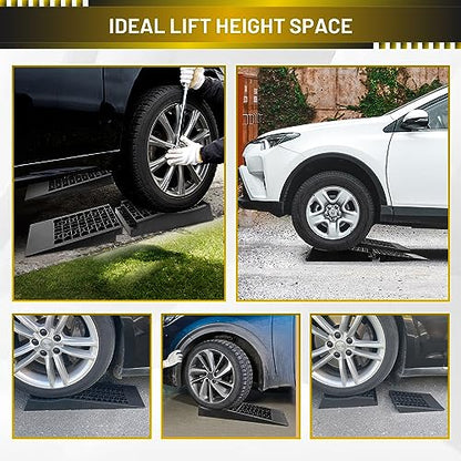 HOXWELL Detachable Low Profile Car Ramps for High Lift and Jack Support, Heavy Duty Car Ramps for Low Cars, Removable Vehicle Ramps for Garage, 15.35''-27.83'' L, 2PCS - size: 260DT-2PCS