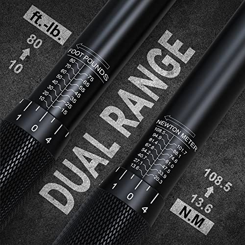 3/8" Drive Click Torque Wrench 8-104 Ft.-Lb, 72 Tooth Dual-Direction Adjustable, Dual Scale, ±3% Accuracy, for Bicycle, Motorcycle, Automotive Repair and Maintenance - size: 3/8"