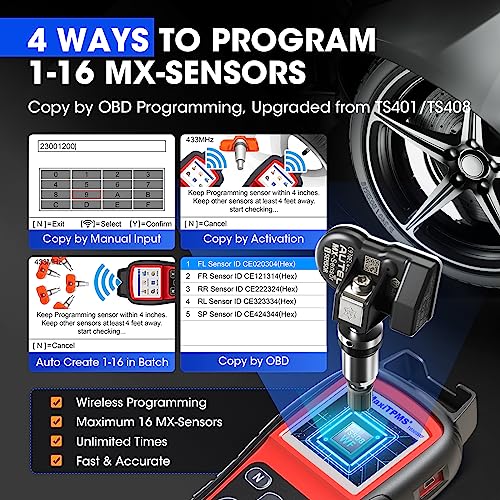 Autel TPMS Programming Tool TS508WF + 8PCS Universal Metal Valve MX-Sensors