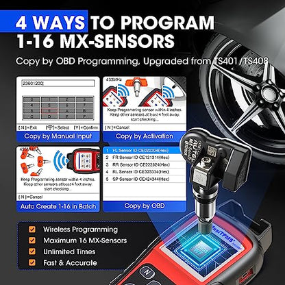 Autel TPMS Programming Tool TS508WF + 8PCS Universal Metal Valve MX-Sensors