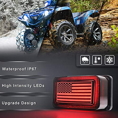 MOVOTOR ATV LED Tail Light with US Flag Design for Yamaha Grizzly Big Bear - color: flag yellow DRL