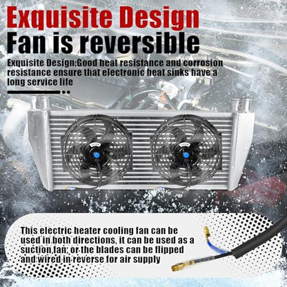 10" Universal Electric Radiator Fan Push Pull Slim Fan High Performance Cooling Fan 80W 12V Mount Kit 2PCS - size: 10 inch- 2PCS
