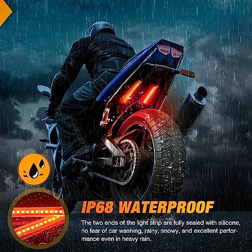 Nilight 2PCS 5Inch LED Motorcycle Turn Signal Running Brake Stop Tail Light Strips Red Beam Flexible Bend Adhesive Universal Fit Harley Motorcycles Dirt Bikes Snowmobile ATV - color: Amber