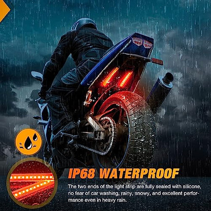 Nilight 2PCS 5Inch LED Motorcycle Turn Signal Running Brake Stop Tail Light Strips Red Beam Flexible Bend Adhesive Universal Fit Harley Motorcycles Dirt Bikes Snowmobile ATV - color: Amber