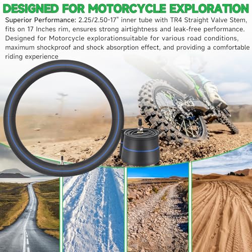 2.25/2.50-17 Heavy Duty Dirt Bike Inner Tube TR4 Staight Valve Stem Tire Tube for Honda Kawasaki Yamaha Suzuki Pit Dirt Bike Inner Tire 110cc 125cc 140cc Dirt Bikes Moped Tyre Tubes - size: 2.25/2.50-17" 1pc