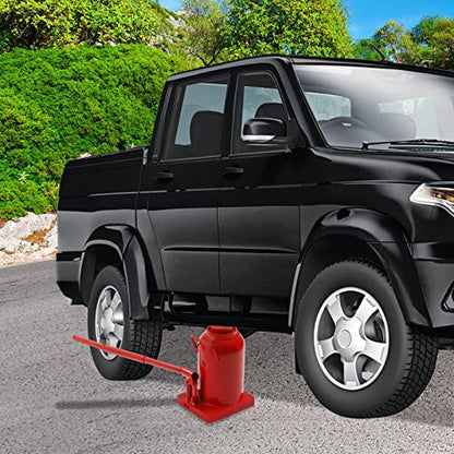 50 Ton (1102,31 lbs) Lifting Automotive Welded Hydraulic Bottle Jack, Hydraulic Stubby Low Profile Welded Bottle Jack for Repair Vehicle, Pickup, Truck, w/Manual Handle, Red, ﻿ - color: 50 Ton