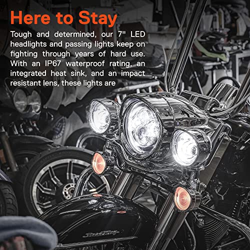 TRUE MODS 7 Inch LED Headlight Kit 4.5 Inch Passing Lights Harley Davidson - color: Chrome, size: Headlight + Bracket + Passing Lights