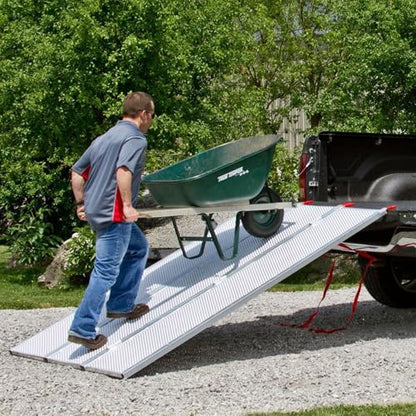 Black Widow Extra Wide Punch Plate Aluminum Folding ATV Ramp, 1,500 Pound Capacity, 7' 10", Silver - Heavy Duty Truck Loading Ramp Accessories - size: 94" x 54" x 1.88"