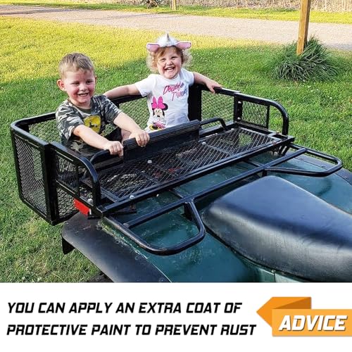 ORCISH Heavy Duty ATV Rear Drop Cargo Basket, 14" W x 41" L x 12.5" H Steel Mesh Rack with Mounting Kit, Universal ATV/UTV Storage Basket for Gear, Camping, Hunting, and Outdoor Use