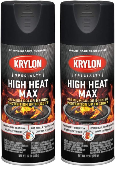 Krylon K01607000 High Heat Max, Black, Gloss, 12 ounce (Pack of 2) - color: Black, size: 12 Ounce (Pack of 2)