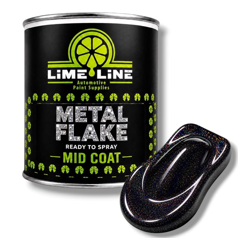 LiME LiNE Automotive Metal Flake Midcoat - No Reducer Needed (Black Rainbow Iridescent, 1 Quart) - color: Black Rainbow Iridescent, size: 32 Fl Oz (Pack of 1)