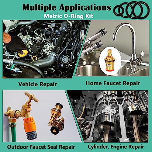 XBVV 1540 Pcs 32 Size O-Rings Kit Nitrile Rubber O Ring Assortment with 4 Hook Set for Various Car Auto Vehicle Repair Plumbing Air or Gas Sealing Connections Resist Oil and Heat