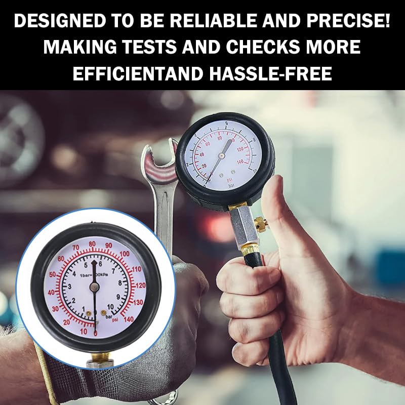 Oil Pressure Tester Tool, Oil Pressure Gauge kit, 0-140 PSI Pressure Test Diagnostic Tools, Engine Oil Pressure Tester Tool kit, for car Truck (Blue) - color: blue