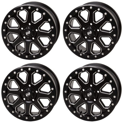 (4 Pack) 5/114.3 (5/4.5) Tusk Uinta Beadlock Wheel 15x7 6.0 + 1.0 Milled/Black For Polaris RZR Pro R 4 Ultimate 2022-2025