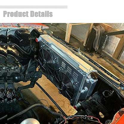 ECMRAD 3 Row Core Radiator Shroud Fans Relay Combo for Chevy Pontiac GTO Chevelle El Camino 1968 69 70 1971 1972 All Aluminum