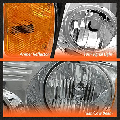 for 2004-2008 Ford F150 Headlights Chrome Housing - color: A-Chrome Housing Amber Reflector