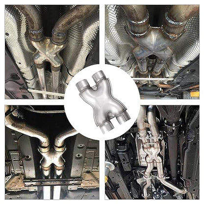 Exhaust X Pipe 2.25" Inlet, 2.25" Outlet 12" Long Stainless Steel X Pipe for Smoother Exhaust,Dual 2 1/4 Inch Crossover X Pipes Exhaust Tip - size: 2.25''X Pipe, style: X PIPE