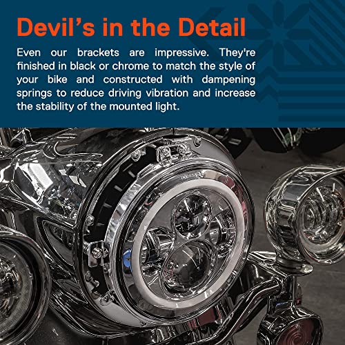TRUE MODS 7 Inch LED Headlight Kit 4.5 Inch Passing Lights Harley Davidson - color: Chrome, size: Headlight + Bracket + Passing Lights