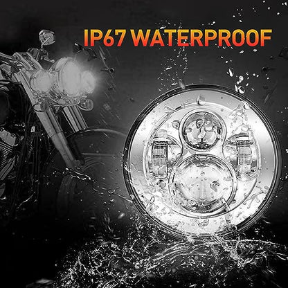 7 inch LED Motorcycle Headlights 4.5" Fog Passing Lights DOT Kit For Harley Davidson Road King Touring FatBoy Street Glide CVO Tri Glide Electra Glide Ultra Limited Classic Switchback harley headlight - size: 7 inch (Chrome)