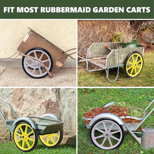 20" Flat Free Tire and Wheel with 3/4" & 5/8" Bearing, 2 Pack - color: Yellow