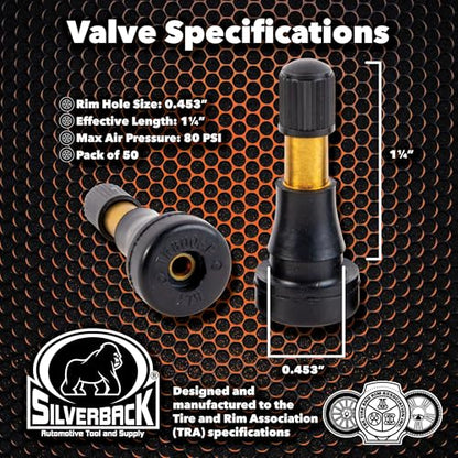 Silverback TR600HP High Pressure Snap-in Tire Valves, Pack of 50 - size: TR600HP