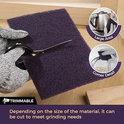 S SATC 6" x 9" Purple General Purpose Scuff Pads,10 Pack Paint Primer Prep Adhesion Scratch Automotive Pads for Scuffing,Scouring,Sanding - color: Purple