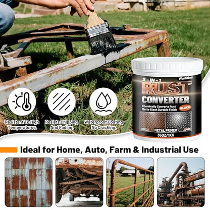 2-in-1 Rust Converter & Metal Primer, 35oz Black Metal Rust Inhibitor Paint - size: 35 Fl Oz (Pack of 1)