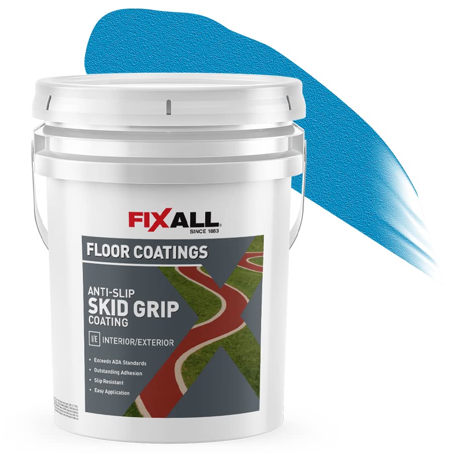 FIXALL Skid Grip Anti-Slip Coating, 5 Gallons, Cobalt, Exceeds ADA Standards, Ideal for Safety Areas, Slip-Resistant Pavement, Cement & Concrete Paint - color: Cobalt, size: 640 Fl Oz (Pack of 1)